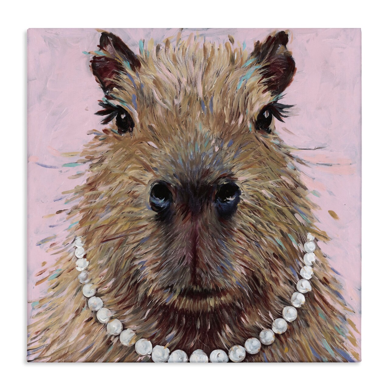 Stupell Industries Capybara with Pearl Necklace Canvas, design by Studio Bautista